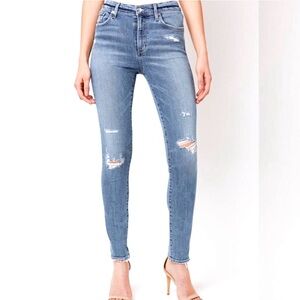 Agolde Sophie Mid Rise Jeans 28 Ankle Skinny Ripped Distressed blue
